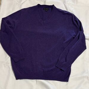 100% Cashmere John W. Nordstrom Rich Purple V-Neck Sweater